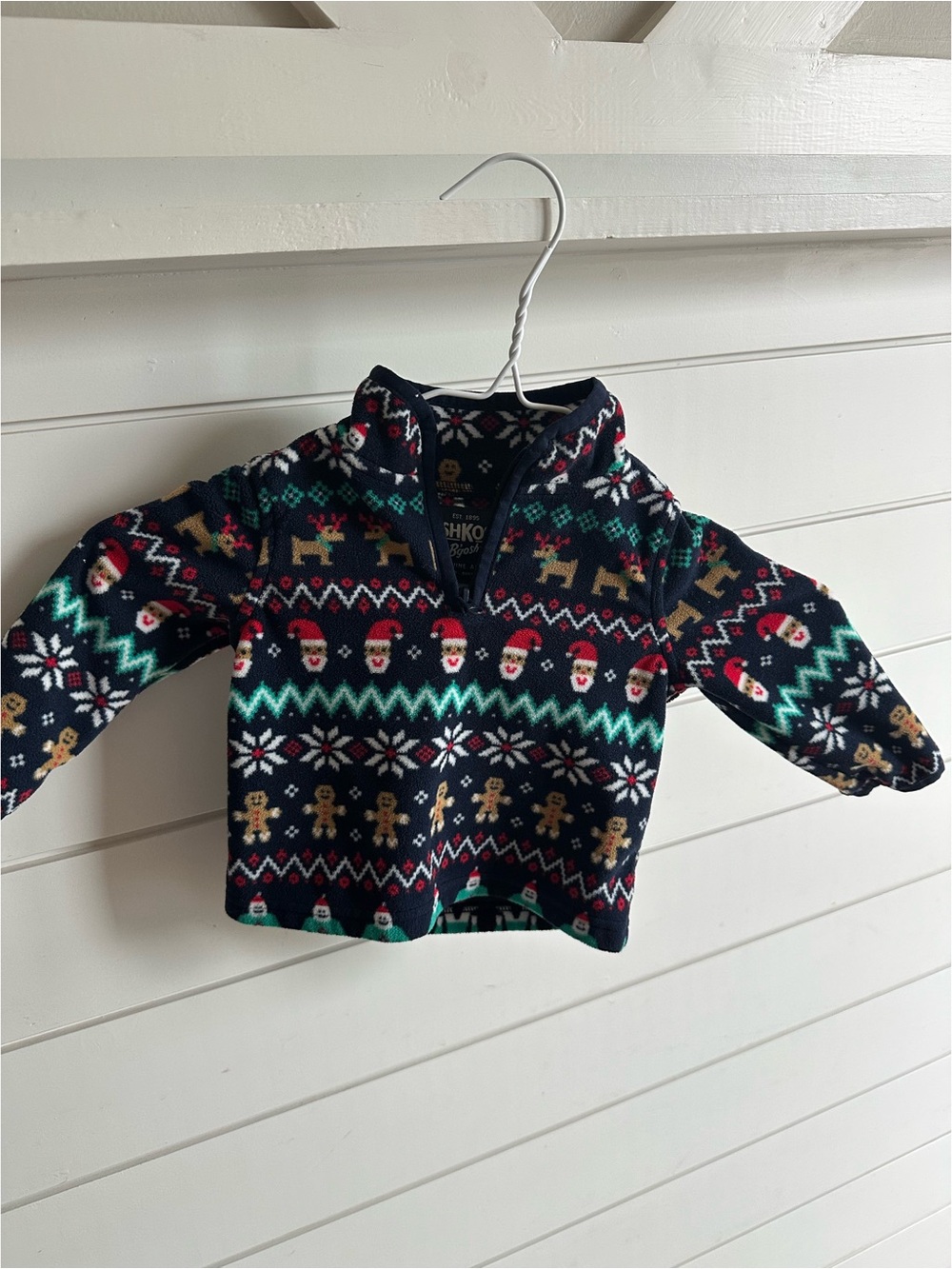 OshKosh B'gosh Navy Holiday Fleece Pullover with Festive Motifs